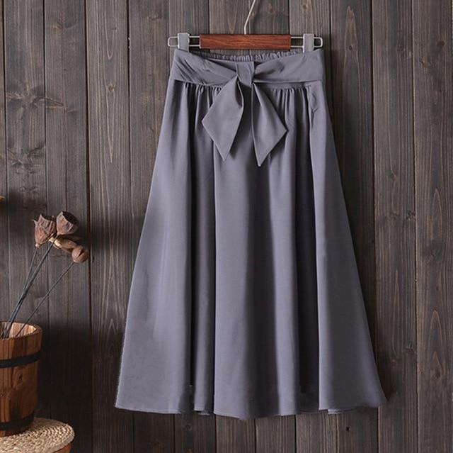 High Waist With Belt Midi Knee Length A line Skirt - Easy Pickins Store