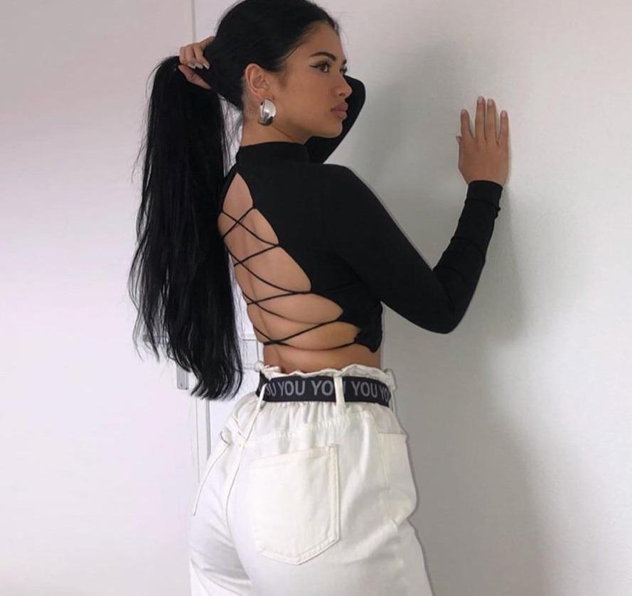 Hollow Out Backless Long Sleeve T-Shirt - Easy Pickins Store