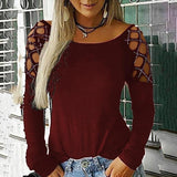 Hollow Out T-shirt Long Sleeve Plus Size - Easy Pickins Store
