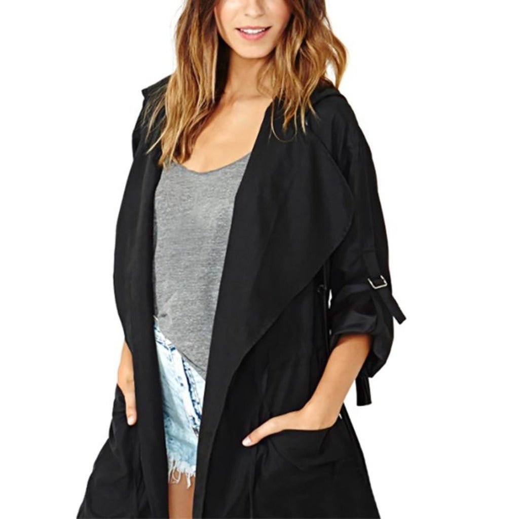 Open Stitch Light Windbreaker Hooded Coat - Easy Pickins Store