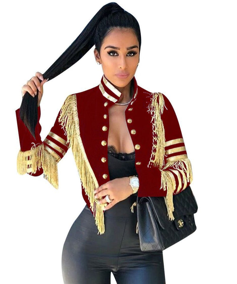 Jacket Gold Strip Tassel Coat Long Sleeve - Easy Pickins Store