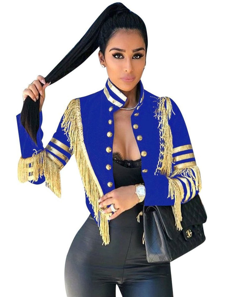 Jacket Gold Strip Tassel Coat Long Sleeve - Easy Pickins Store