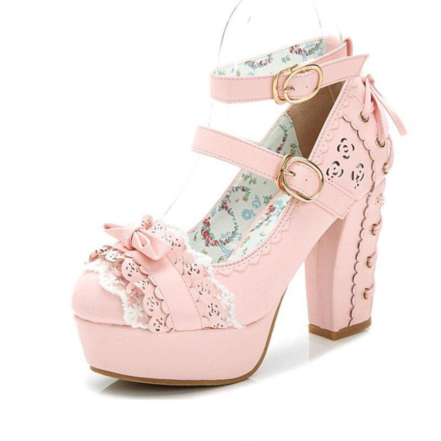 Japanese Style Buckle Strap High Heels - Easy Pickins Store