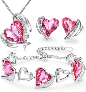 Jewelry Set 4 Pieces Set Women Pendant Necklace Earrings Bracelet - Easy Pickins Store