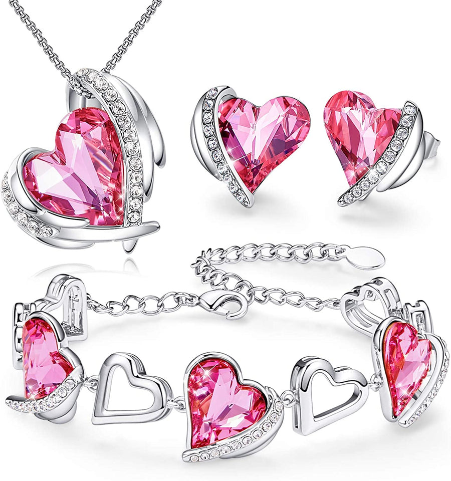 Jewelry Set 4 Pieces Set Women Pendant Necklace Earrings Bracelet - Easy Pickins Store