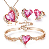 Jewelry Set 4 Pieces Set Women Pendant Necklace Earrings Bracelet - Easy Pickins Store