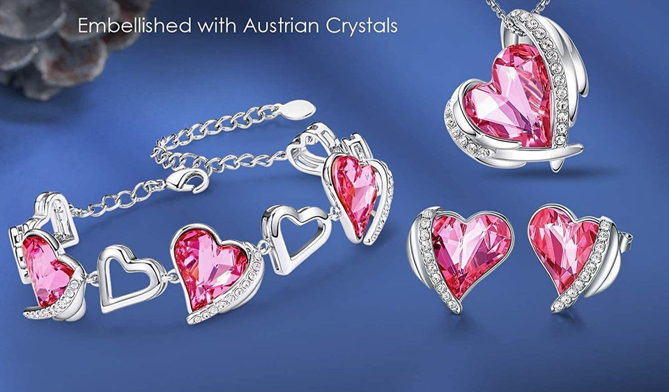 Jewelry Set 4 Pieces Set Women Pendant Necklace Earrings Bracelet - Easy Pickins Store