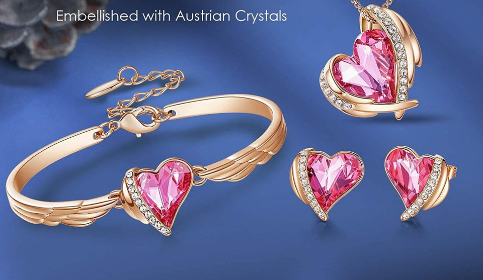 Jewelry Set 4 Pieces Set Women Pendant Necklace Earrings Bracelet - Easy Pickins Store