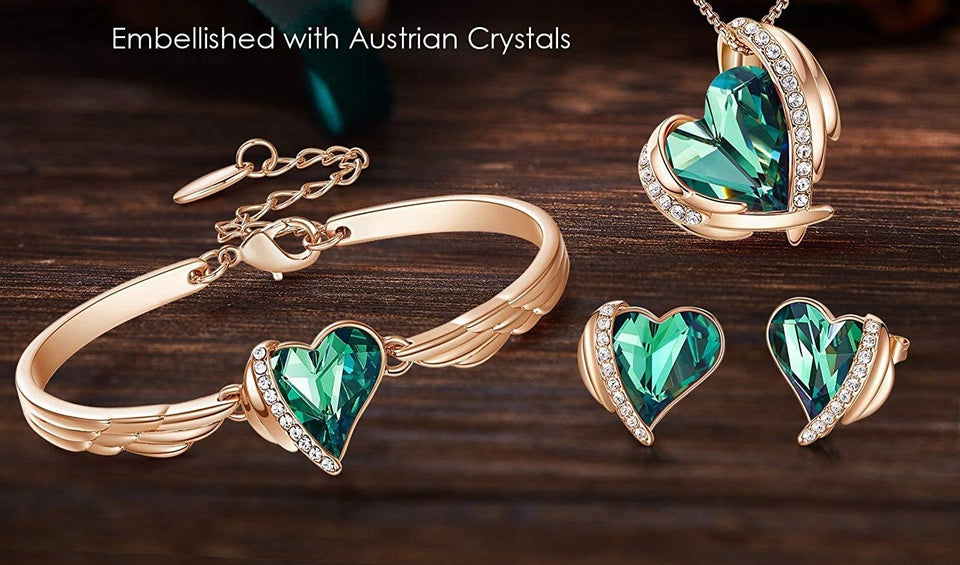 Jewelry Set 4 Pieces Set Women Pendant Necklace Earrings Bracelet - Easy Pickins Store