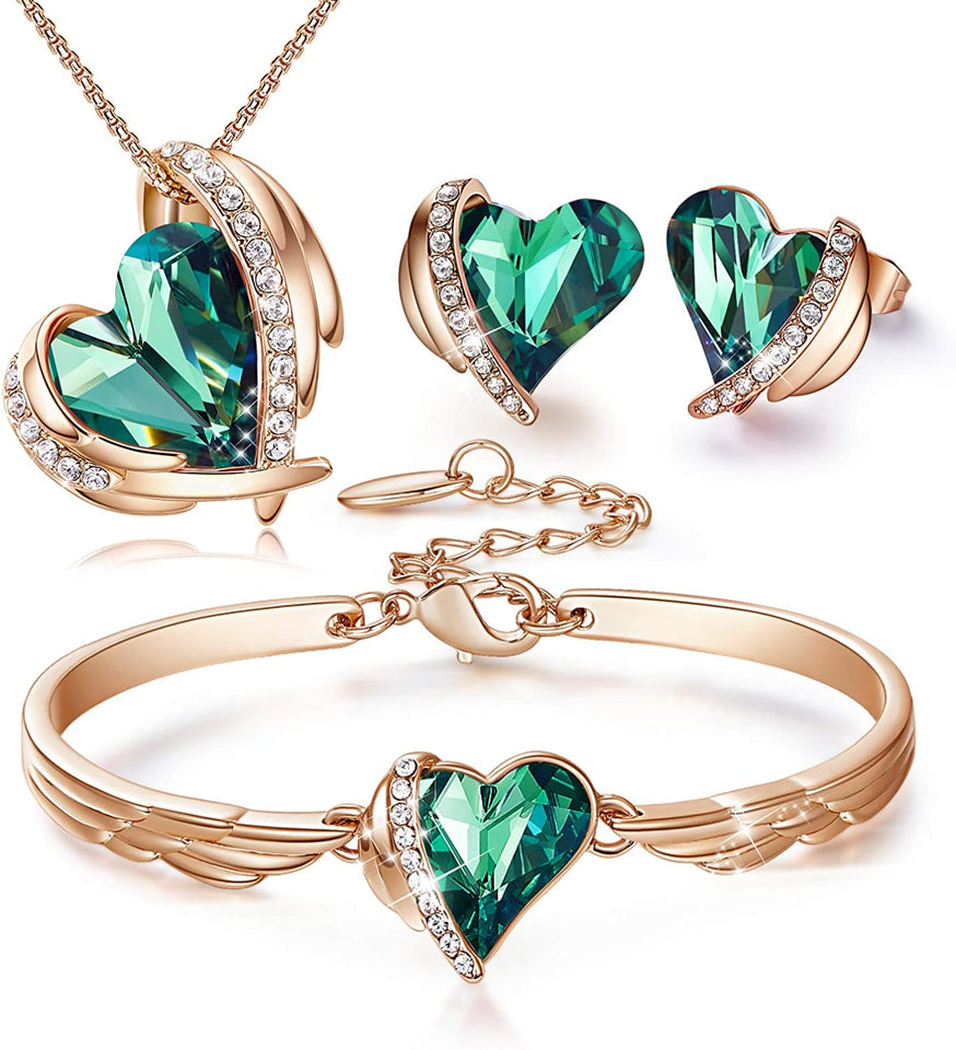Jewelry Set 4 Pieces Set Women Pendant Necklace Earrings Bracelet - Easy Pickins Store