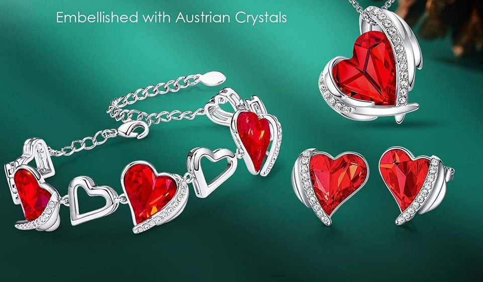 Jewelry Set 4 Pieces Set Women Pendant Necklace Earrings Bracelet - Easy Pickins Store