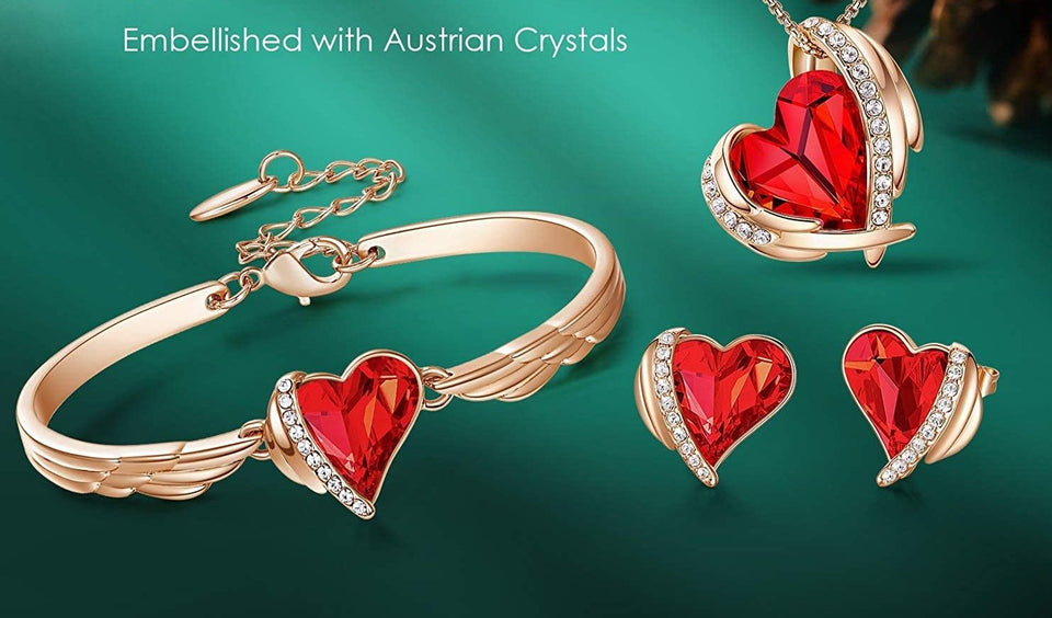 Jewelry Set 4 Pieces Set Women Pendant Necklace Earrings Bracelet - Easy Pickins Store