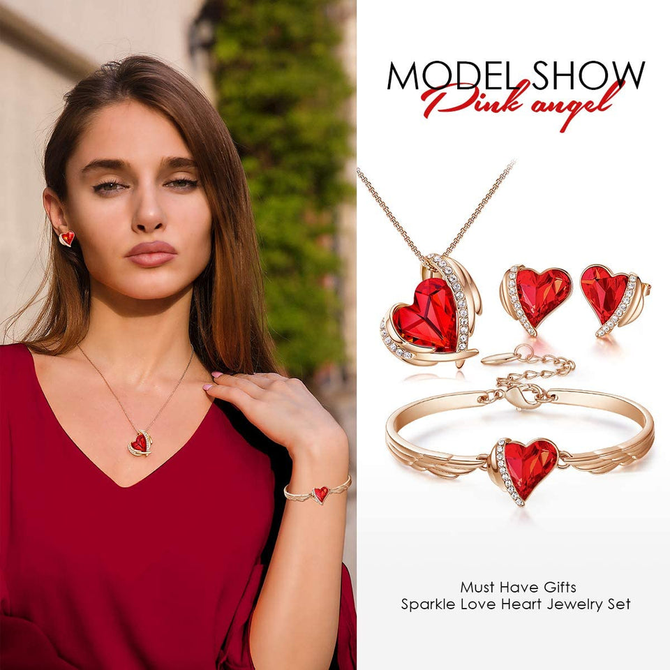 Jewelry Set 4 Pieces Set Women Pendant Necklace Earrings Bracelet - Easy Pickins Store
