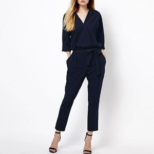 Jumpsui Black V Neck Long Romper - Easy Pickins Store