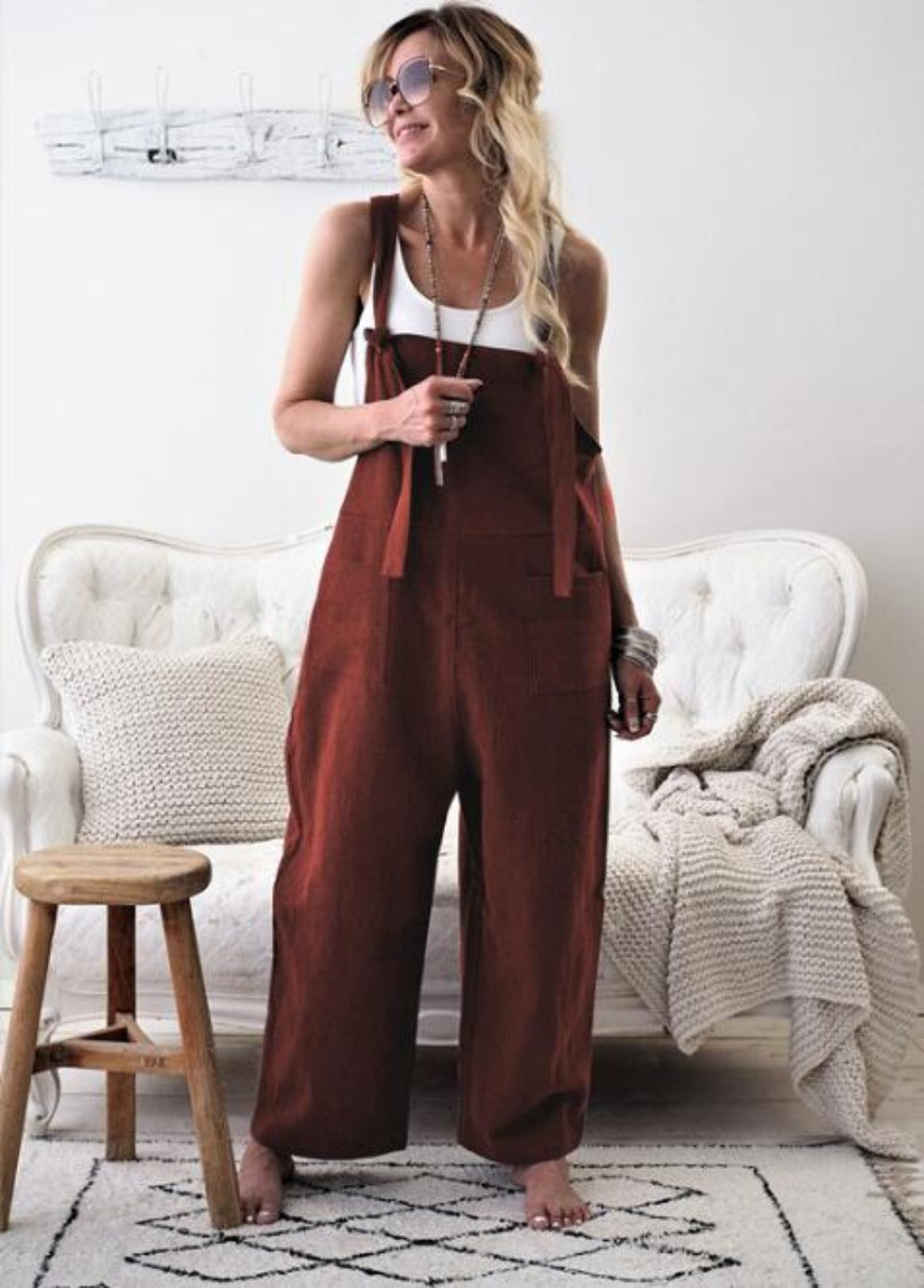 Jumpsuit Cotton Linen Loose - Easy Pickins Store