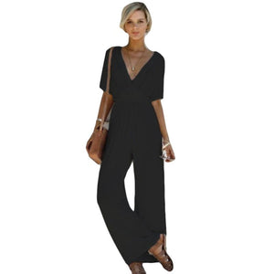 Jumpsuit Deep V Neck Loose - Easy Pickins Store