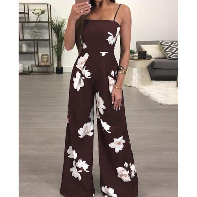 Jumpsuit Loose Floral Printed Wide Leg - Easy Pickins Store