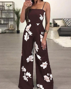 Jumpsuit Loose Floral Printed Wide Leg - Easy Pickins Store