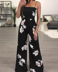 Jumpsuit Loose Floral Printed Wide Leg - Easy Pickins Store