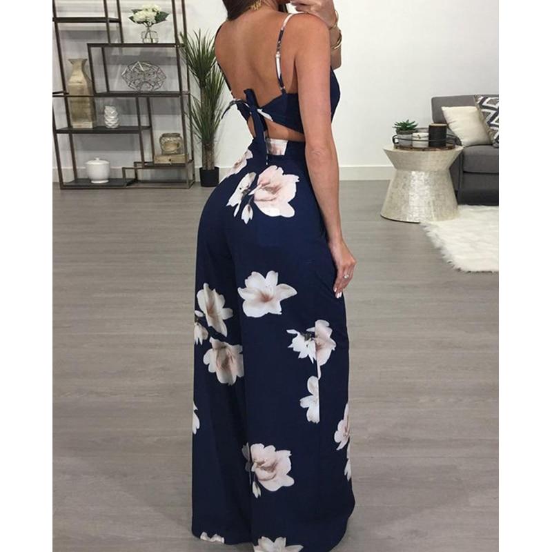 Jumpsuit Loose Floral Printed Wide Leg - Easy Pickins Store