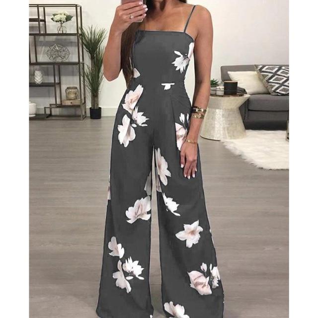 Jumpsuit Loose Floral Printed Wide Leg - Easy Pickins Store