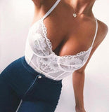 Lace Bodysuit One Piece Backless Jumpsuit Sheer Teddy Straps - Easy Pickins Store