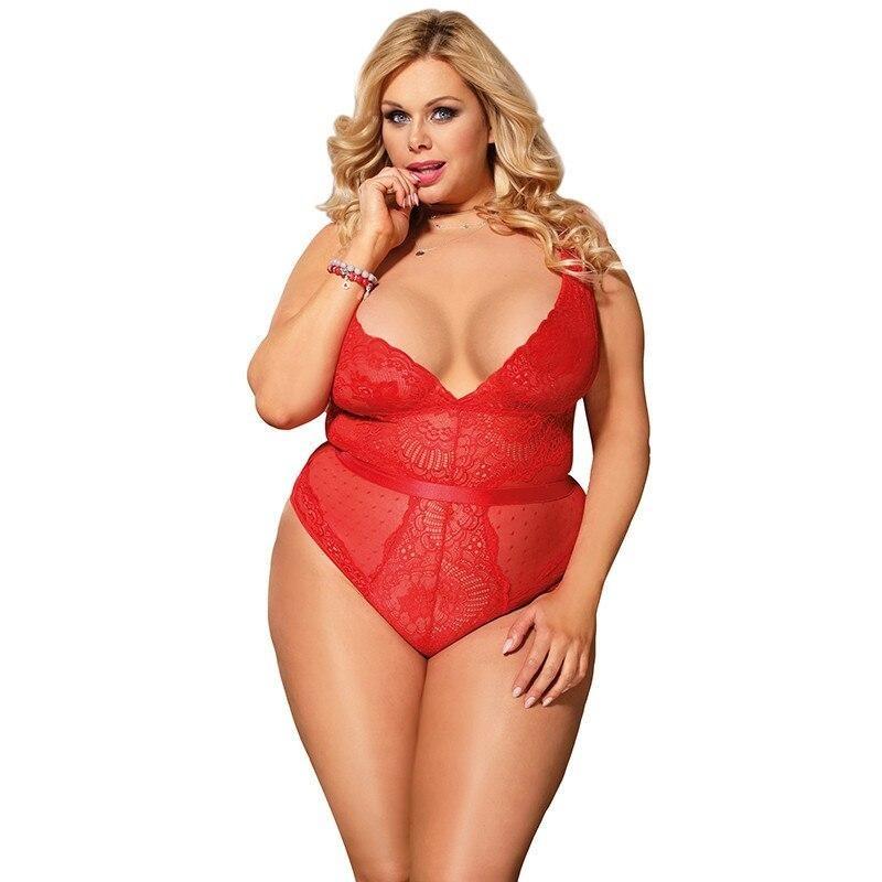 Lace Bodysuit Plus Sizes V Neck Jumpsuit - Easy Pickins Store