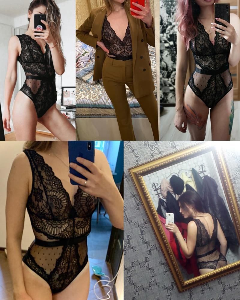 Lace Bodysuit Plus Sizes V Neck Jumpsuit - Easy Pickins Store