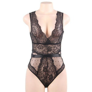Lace Bodysuit Plus Sizes V Neck Jumpsuit - Easy Pickins Store