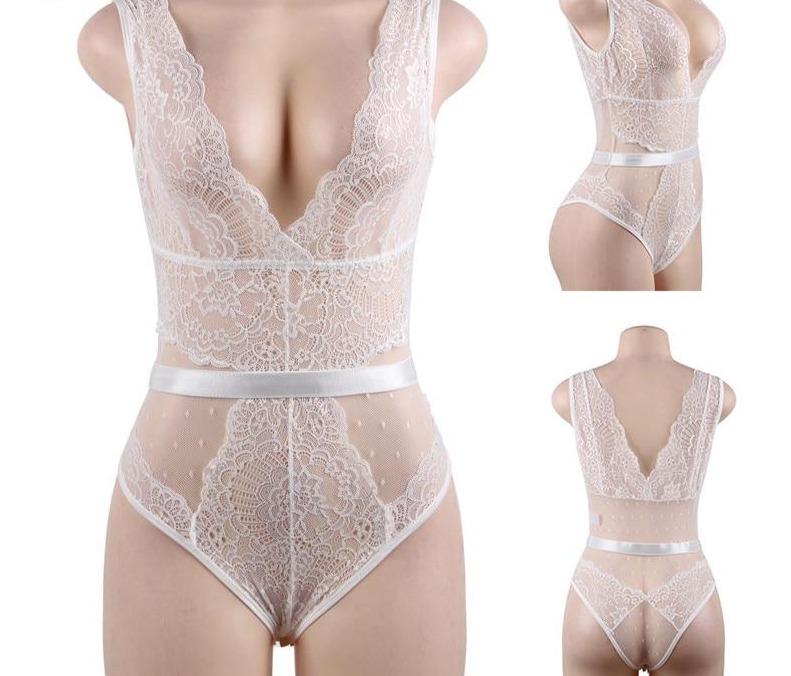 Lace Bodysuit Plus Sizes V Neck Jumpsuit - Easy Pickins Store