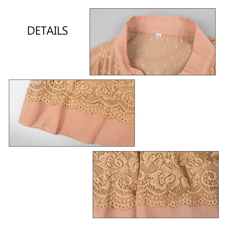 Lace Hollow Out V Neck Long Sleeve Tunic Loose Dot Baggy Blouse - Easy Pickins Store
