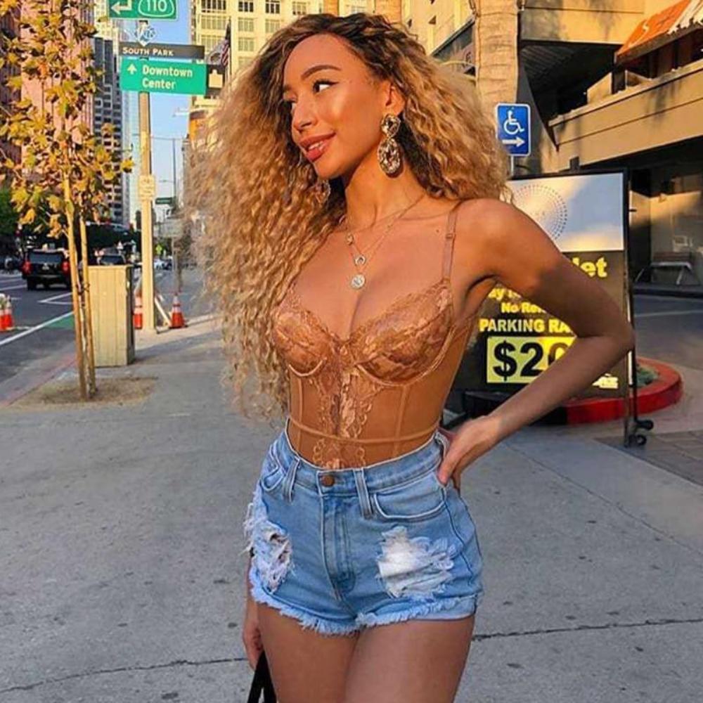 Lace One Piece Backless Sheer Teddy Straps Bodysuit - Easy Pickins Store