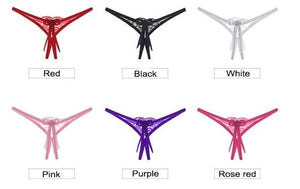 Lace Open Crotch Panties Straps Bow Tie Free Size - Easy Pickins Store