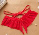 Lace Open Crotch Panties Straps Bow Tie Free Size - Easy Pickins Store