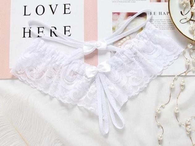Lace Open Crotch Panties Straps Bow Tie Free Size - Easy Pickins Store