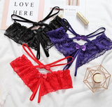 Lace Open Crotch Panties Straps Bow Tie Free Size - Easy Pickins Store