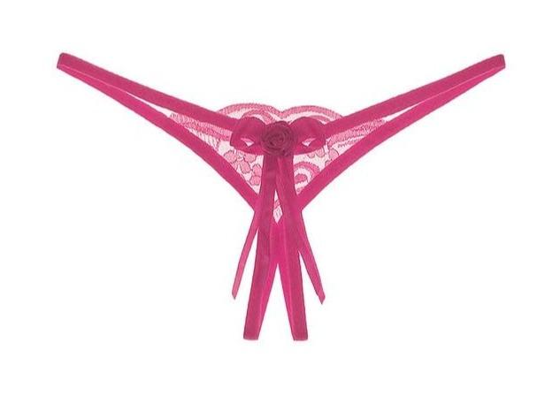 Lace Open Crotch Panties Straps Bow Tie Free Size - Easy Pickins Store