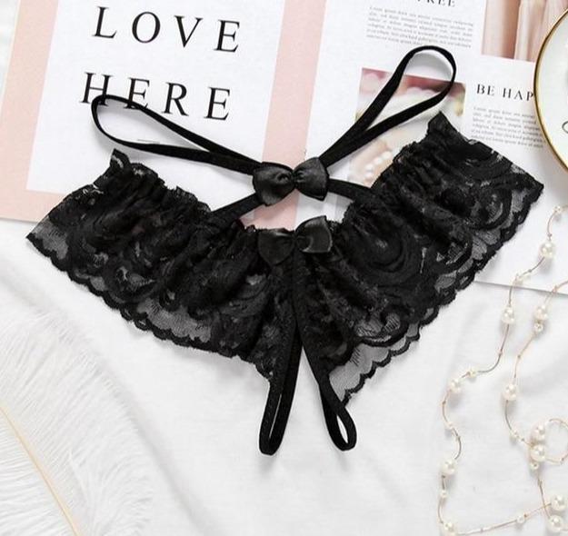 Lace Open Crotch Panties Straps Bow Tie Free Size - Easy Pickins Store