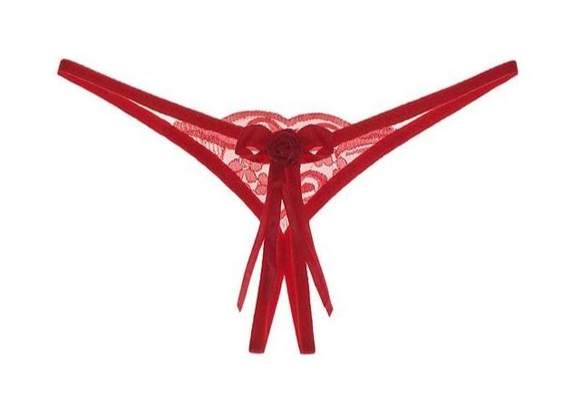 Lace Open Crotch Panties Straps Bow Tie Free Size - Easy Pickins Store