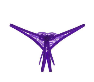 Lace Open Crotch Panties Straps Bow Tie Free Size - Easy Pickins Store