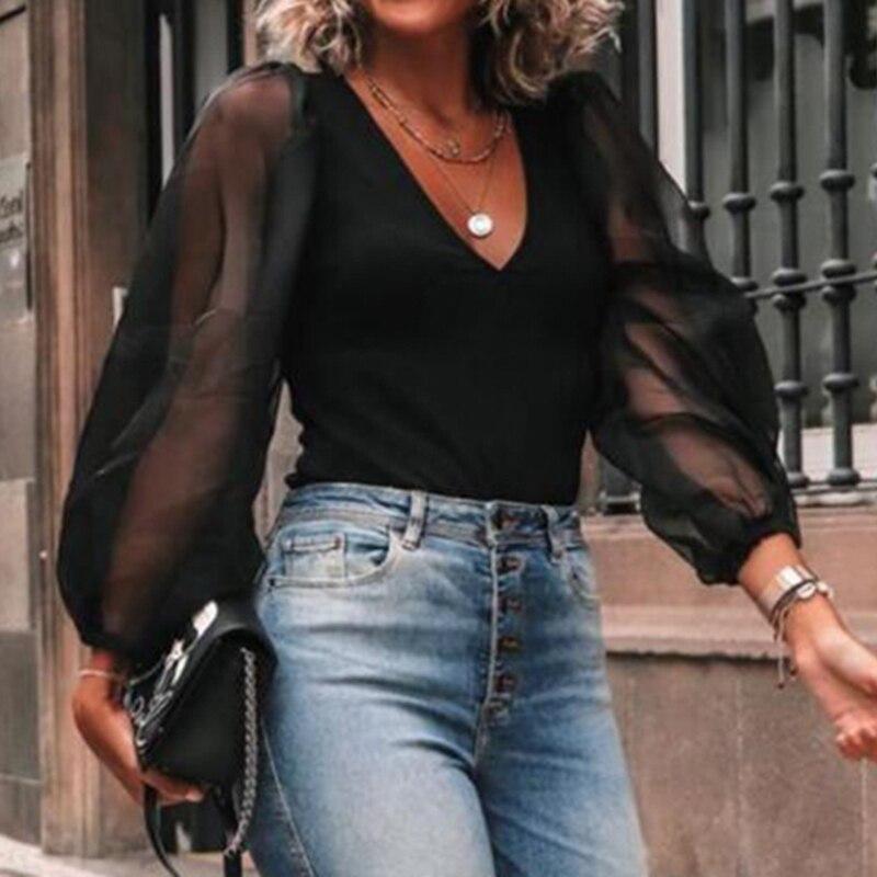 Lace Patchwork Long Sleeve Blouse - Easy Pickins Store