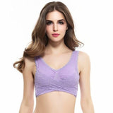 Lace Solid Color Cross Side Buckle Wireless Push up Breathable Sleep Sports Bra - Easy Pickins Store