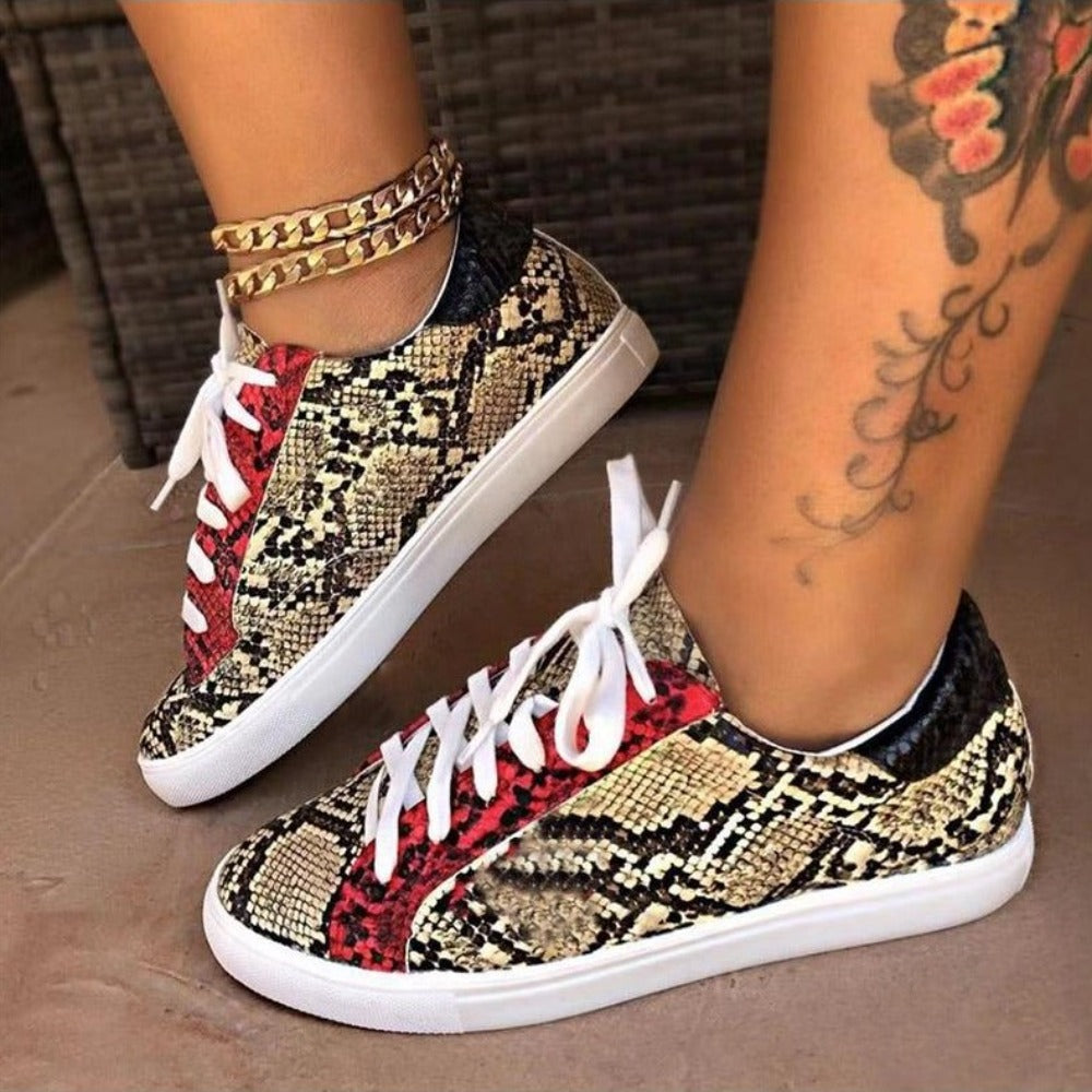 Lace up Vulcanized Snake Platform Shoes - Easy Pickins Store