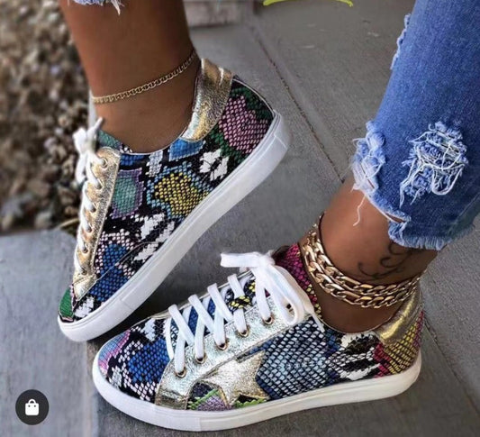 Lace up Vulcanized Snake Platform Shoes - Easy Pickins Store