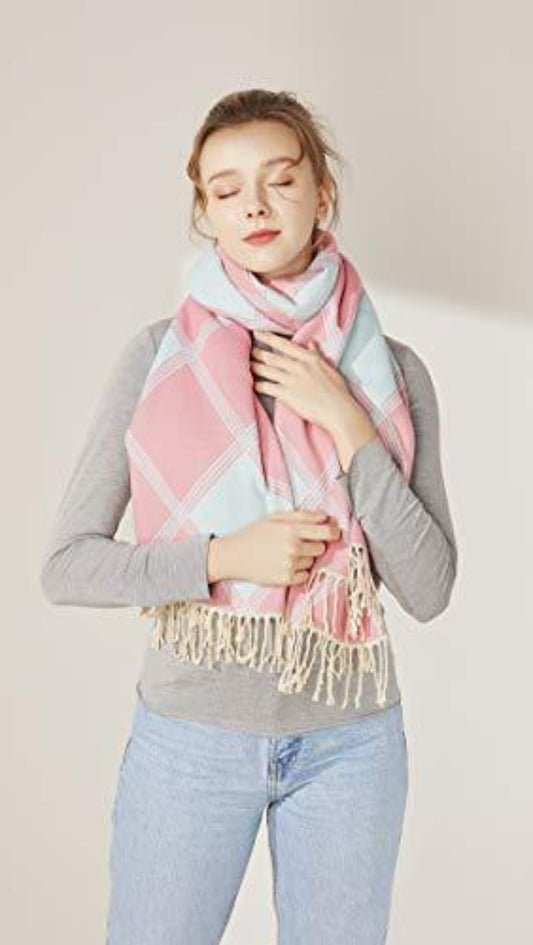 Large Blanket Scarf Cozy Plaid Tartan Wrap Super Soft Shawl Cape - Easy Pickins Store