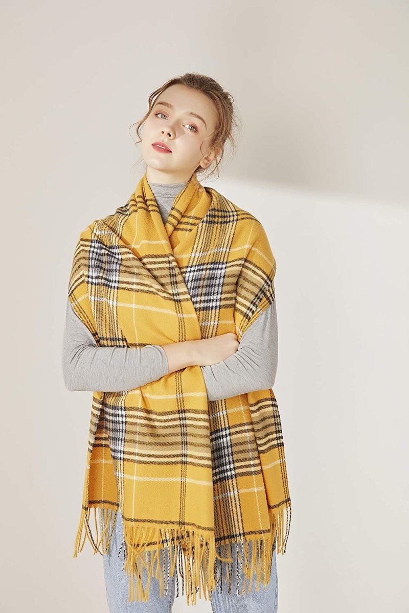Large Blanket Scarf Cozy Plaid Tartan Wrap Super Soft Shawl Cape - Easy Pickins Store