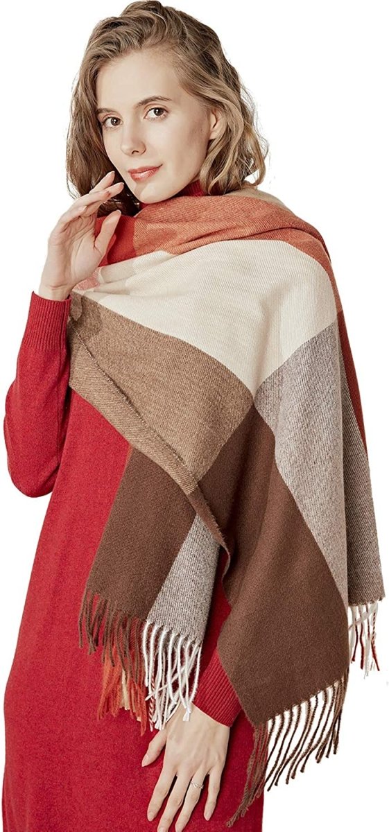 Large Blanket Scarf Cozy Plaid Tartan Wrap Super Soft Shawl Cape - Easy Pickins Store
