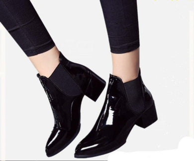 Leather Ankle Boots Pointed Low Heels - Easy Pickins Store