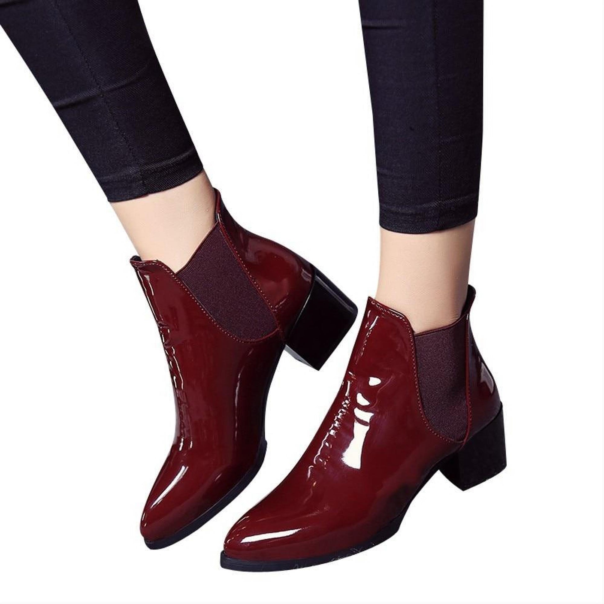 Leather Ankle Boots Pointed Low Heels - Easy Pickins Store