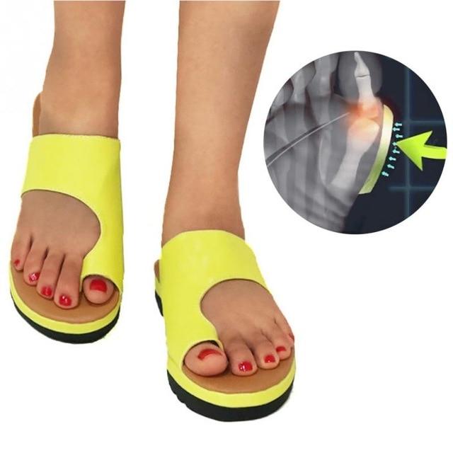 Leather Comfy Platform Flat Sole Soft Big Toe Foot Correction Sandals Orthopedic Bunion Corrector - Easy Pickins Store